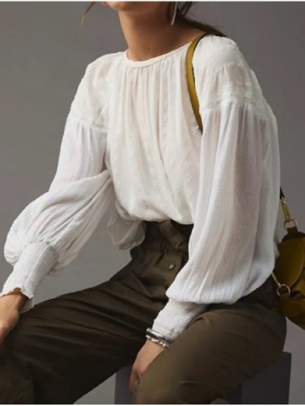 Anthropologie NWT Conditions Apply Miranda White Embroidered Peasant Blouse